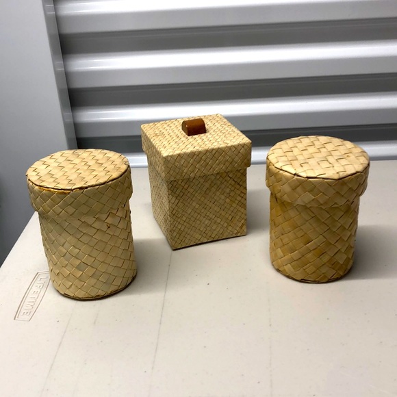 Set of (3) seagrass canisters - Picture 1 of 4